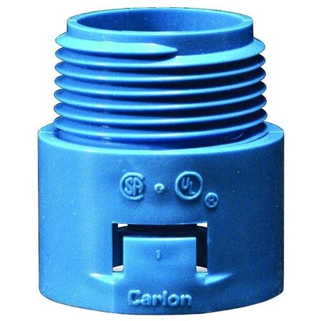 CARLON Conduit Adapter, 34 in MPT, 154 in L, PVC, Blue A243E-CAR